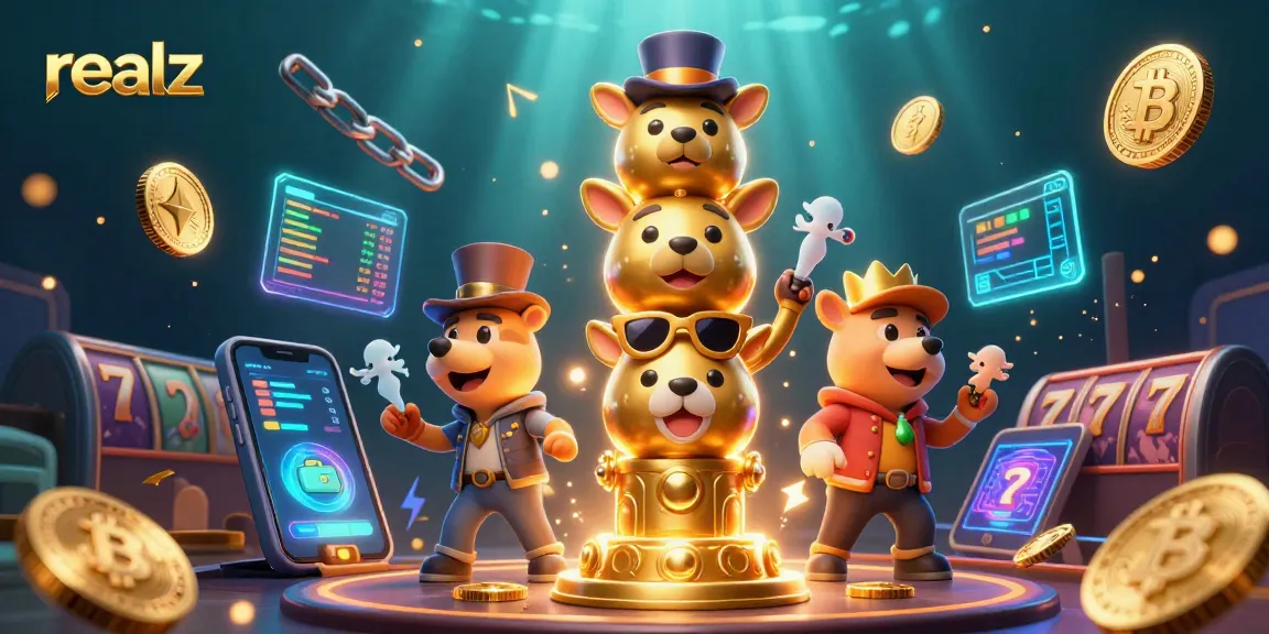 Engage with realz casino adventures through vibrant slot game visuals and neon crypto elements.