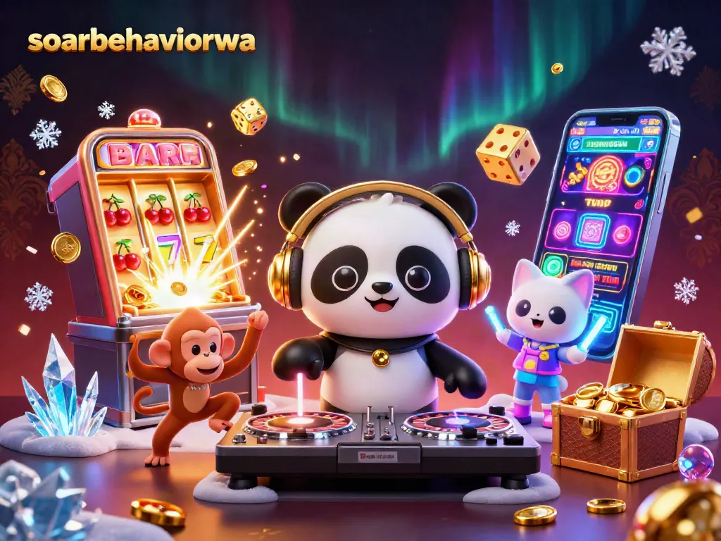 Engage with soarbehaviorwa's vibrant gaming scene featuring dynamic characters, slot machines, and casino elements.